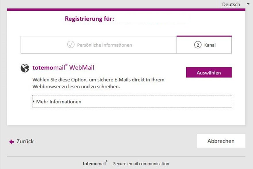 Webmail Registrierung Kanal