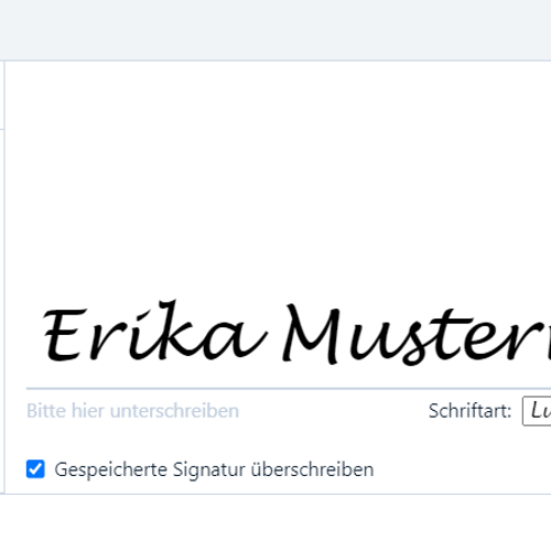 Screenshot der Auswahl der gewünschten Signaturdarstellung